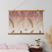Aria Grace Desert Feather Minimal Folk Pattern Hangend Wandkleed (Slaapkamer)