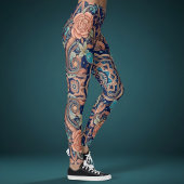 Aria Grace Elegant Cobalt Rosewood Boho Leggings