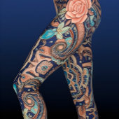 Aria Grace Elegante Cobalt Rosewood Boho Leggings