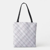 Aria Grace Frost & Sky Nordic Plaid Pattern Name Tote Bag (Achterkant)