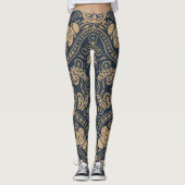 Aria Grace Indigo Tulip Paisley Folk Heritage Leggings (Voorkant)