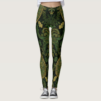 Aria Grace Koninklijke Smaragd Paisley Boho Design Leggings