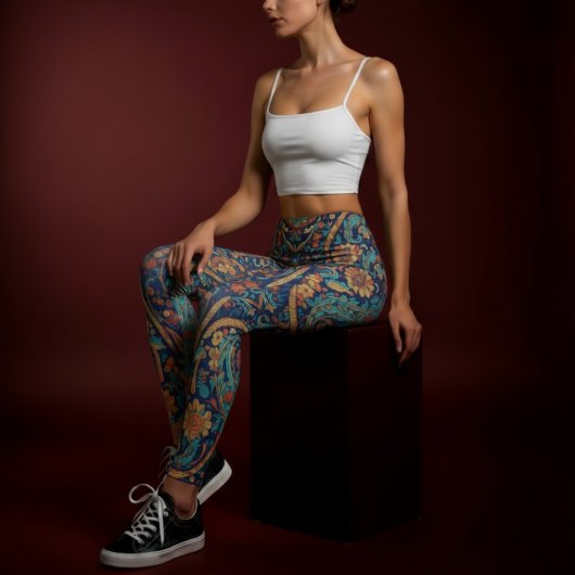 Aria Grace Majestic Indigo Paisley Boho Leggings