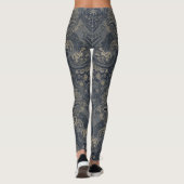 Aria Grace Navy Peony Paisley Heritage Tapestry Leggings (Achterkant)