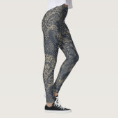Aria Grace Navy Peony Paisley Heritage Tapestry Leggings (Rechts)