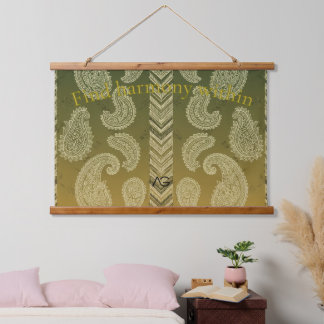 Aria Grace Olive Goud Folk Harmonie Patroon Vol 4 Hangend Wandkleed