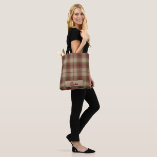 Aria Grace Olive & Wheat Rustieke Plaid Patroonnaa Tote Bag