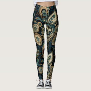Aria Grace Pioen Paisley Erfgoed Middenblauw Leggings