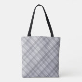 Aria Grace Silver Frost Winter Plaid Patroon Naam Tote Bag (Achterkant)
