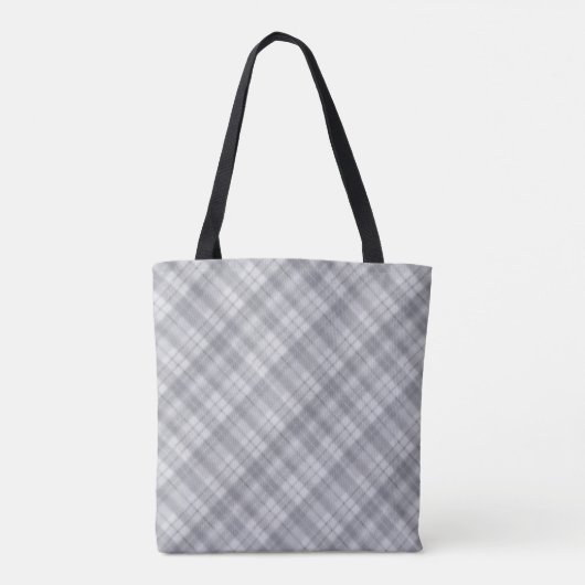 Aria Grace Silver Frost Winter Plaid Pattern Name Tote Bag (Achterkant)