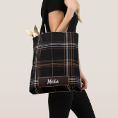 Aria Grace Urban Copper Grid Plaid Pattern Name Tote Bag (Dichtbij)