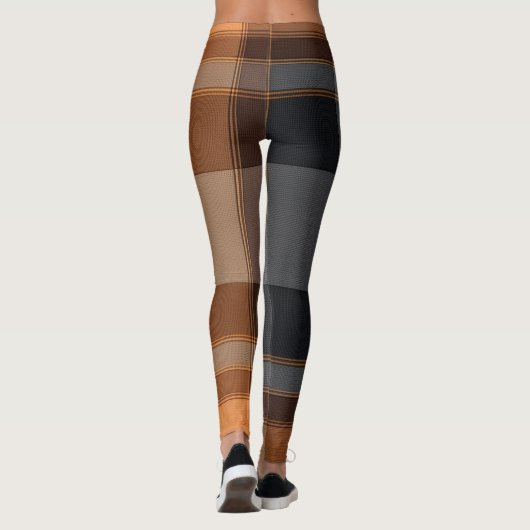 Aria Grace Urban Copper Grid Plaid Pattern Vol 29 Leggings (Achterkant)