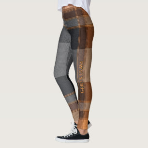 Aria Grace Urban Koperen Grid Plaid Patroon Vol 29 Leggings