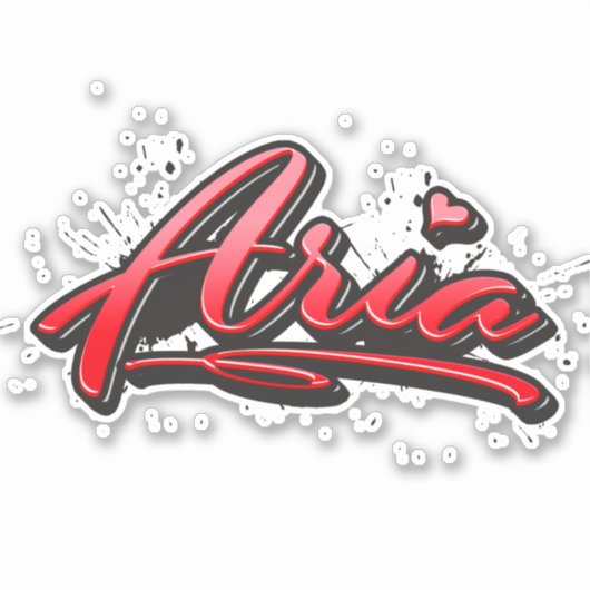 Aria red Heart Graffiti Aufkleber Sticker (Voorkant)