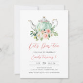 ARIA Tea Party Birthday Invitation Kaart (Voorkant)