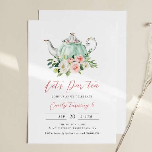 ARIA Tea Party Birthday Invitation Kaart