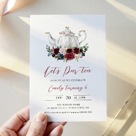 ARIA Tea Party Birthday Invitation - Merlot Kaart