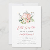 ARIA Tea Party Birthday Invitation - Pink Kaart (Voorkant)