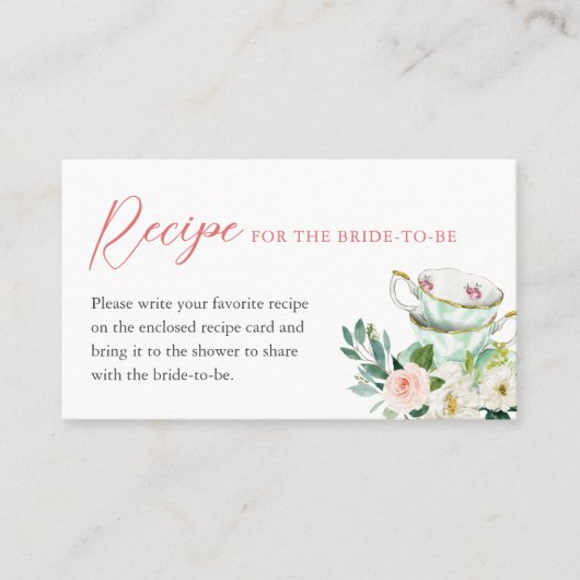 ARIA Tea Party bruids recept aanvraag (set van 100 Visitekaartje (Voorkant)