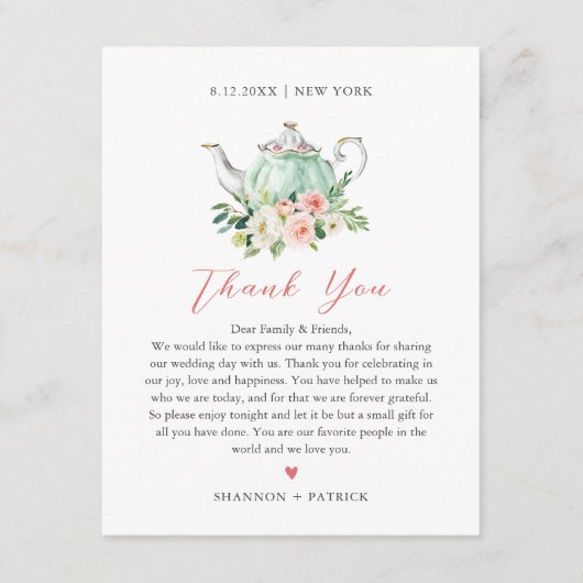 ARIA Tea Party Menu en bedankje (Voorkant)