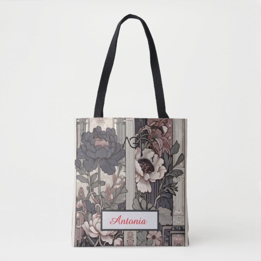 Aria-Urban Bloom Architectural Floral Design Name Tote Bag (Voorkant)