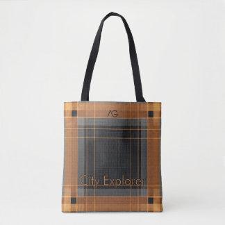 Aria Urban Copper Grid Plaid Pattern City Explorer Tote Bag
