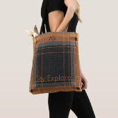 Aria Urban Copper Grid Plaid Pattern City Explorer Tote Bag (Dichtbij)