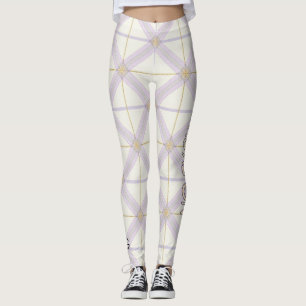 AriaGr Ivoor & Lavendel Luxe Plaid Patroon Vol 69 Leggings