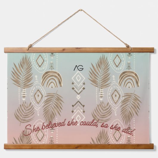 AriaGrace Blush Palm Ethnic Botanical Pattern Vol6 Hangend Wandkleed (Voorkant)