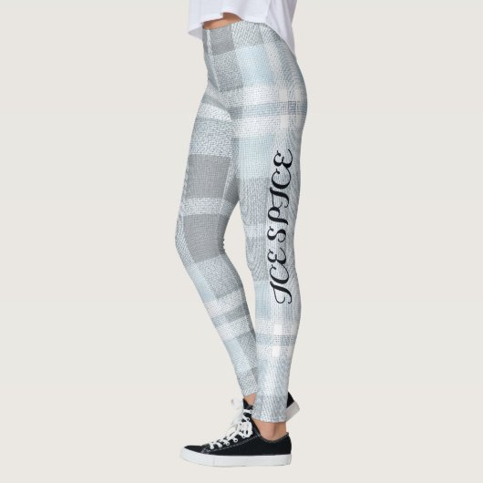 AriaGrace Silver Frost Winter Plaid Pattern Vol 24 Leggings (Links)