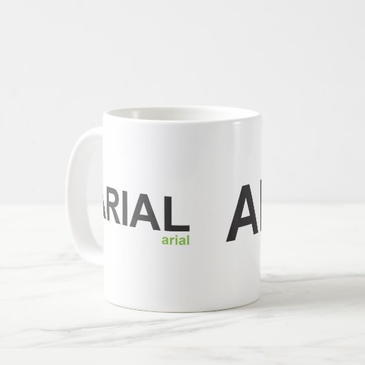 Arial Font Mok (Voorkant links)