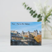 Arial metro op Pont de Bir-Hakeim - Parijs, Frankr Briefkaart (Staand voorkant)