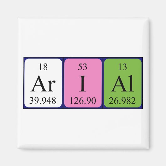 Arial periodiek table name magnet (Voorkant)