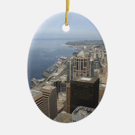 Arial Uitzicht van Seattle Keramisch Ornament (Voorkant)