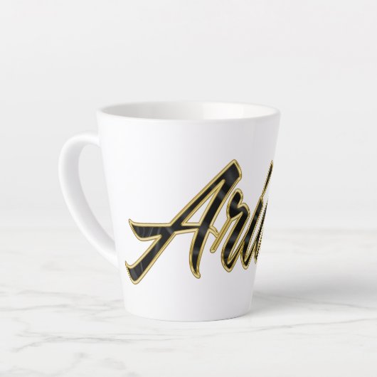 Ariane black gold Lettering Latte Tasse Mok (Linkerhoek)