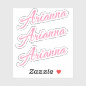 Arianna Decoratieve Naam in Roze x3 Sticker (Vel)