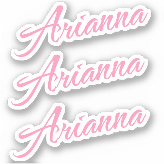 Arianna Decoratieve Naam in Roze x3 Sticker (Voorkant)