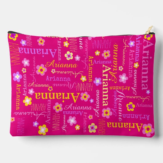 Arianna meisjes naam tekst bloem roze geel hoesje etui (Achterkant)