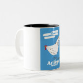 Ariège France reisposter. Tweekleurige Koffiemok (Voorkant links)