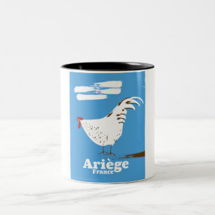 Ariège France reisposter. Tweekleurige Koffiemok
