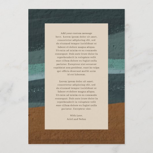 Ariel Abstracte Kust 2 Moderne bruiloft Menu (Achterkant)