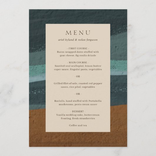 Ariel Abstracte Kust 2 Moderne bruiloft Menu (Voorkant)