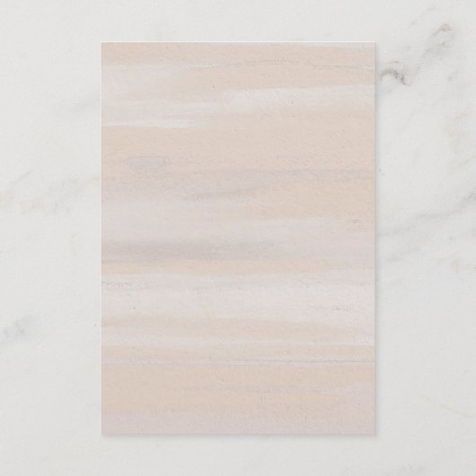 Ariel Beige Abstracte Waterverf Moderne bruiloft Informatiekaartje (Achterkant)