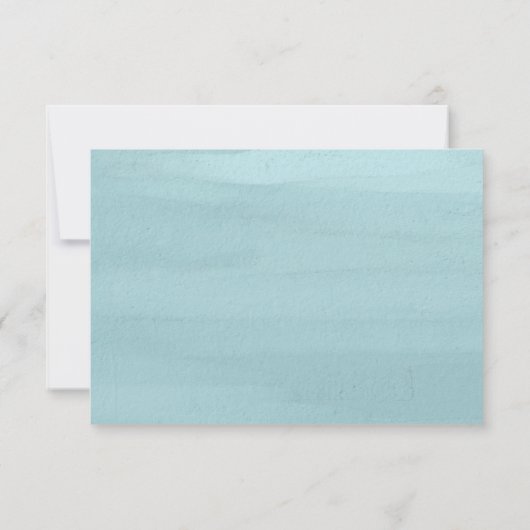 Ariel Blauw Abstracte Waterverf Modern Bruiloft RSVP Kaartje (Achterkant)