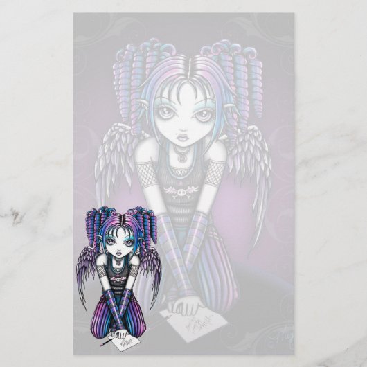 "Ariel" Cute Emo Angel Art Stationery Briefpapier (Voorkant)