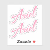 Ariel Decoratieve Naam in Roze x2 Sticker (Vel)
