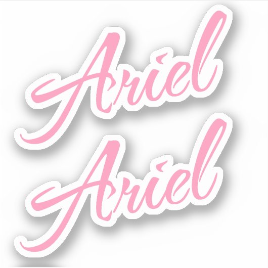 Ariel Decoratieve Naam in Roze x2 Sticker (Voorkant)