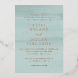 Ariel Groen Abstracte Waterverf Modern Bruiloft Folie Uitnodiging