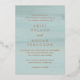 Ariel Groen Abstracte Waterverf Modern Bruiloft Folie Uitnodiging