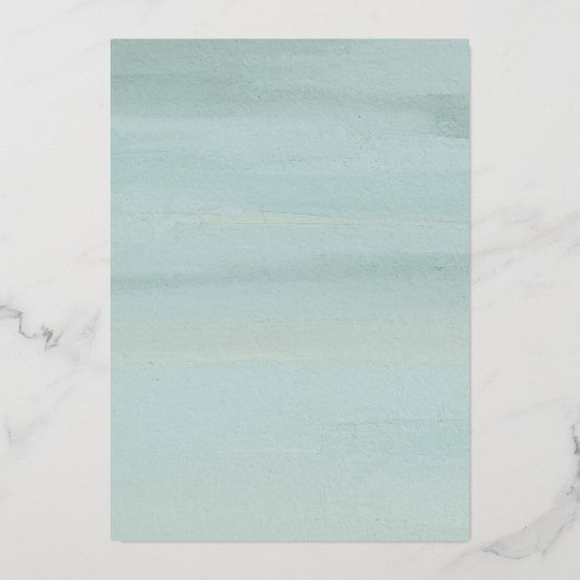 Ariel Groen Abstracte Waterverf Modern Bruiloft Folie Uitnodiging (Achterkant)